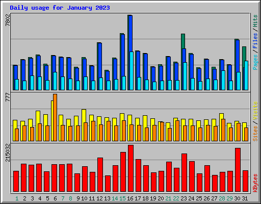 Daily usage for January 2023