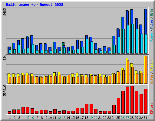 Daily usage for August 2023