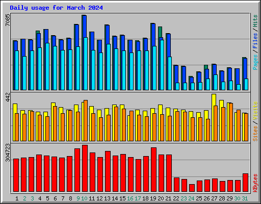 Daily usage for March 2024